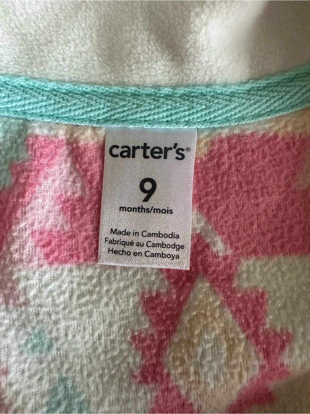 Carter's Pink Aztec Print Fleece Zip Up Vest Size 9M